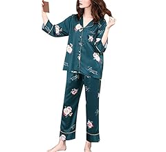 KUMASEN] レディース パジャマ シルク サテン 上下セット Amazon | [青梧] パジャマ サテン生地 レディース 長袖 上下